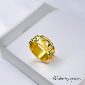 Anillo dorado acero inoxidable moda picos T7