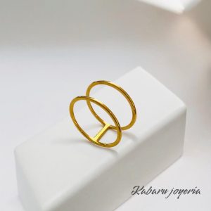 Anillo dorado acero inoxidable moda juvenil T9