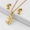 Conjunto dorado acero inoxidable moda lunas