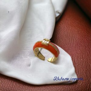 Anillo esmaltado naranja Chapa de oro 18k