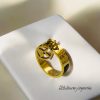 Anillo dorado T6 acero inoxidable trébol