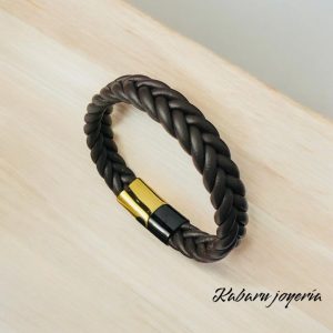 Pulsera caballero cuero moda casual color café