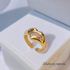 Anillo ajustable corazón chapa oro 18k