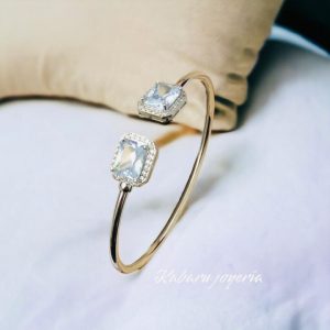 Pulsera color plata piedra blanca chapa de oro 18k