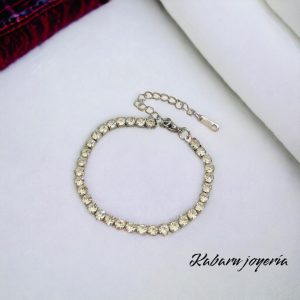 Pulsera color plata acero inoxidable piedra blanca