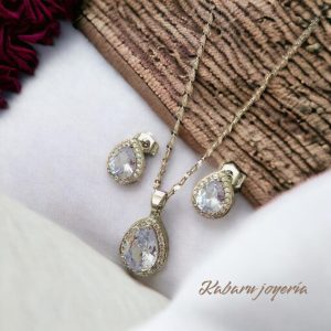 Conjuntos color plata piedra blanca chapa de oro 18k