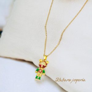 Collar robot verde chapa de oro 18k