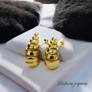 Pendientes dorados acero inoxidable de gotas