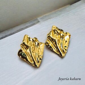 Pendientes dorados acero inoxidable hojas