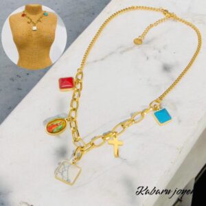 Collar dorado acero inoxidable dijes colgantes