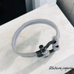 Pulsera trenzada gris acero inoxidable caballero