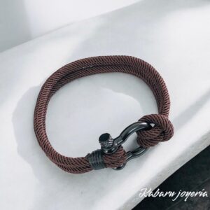 Pulsera trenzada cafe acero inoxidable caballero