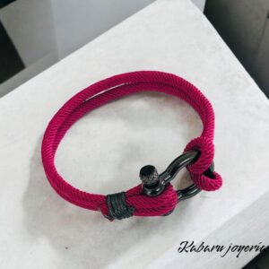 Pulsera trenzada color vino acero inoxidable caballero