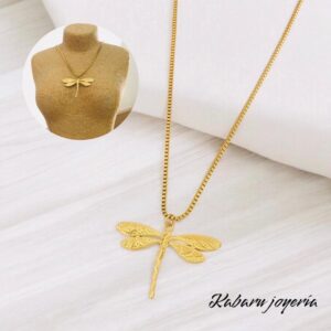 Collar dorado acero inoxidable libelula