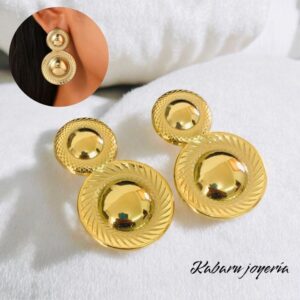 Pendientes dorados acero inoxidable retros