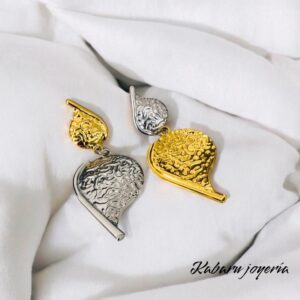 Pendientes 2 tonos acero inoxidable gotas