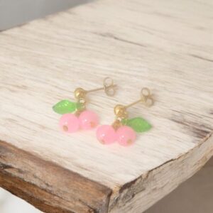 Pendientes dorados acero inoxidable fruit rosa