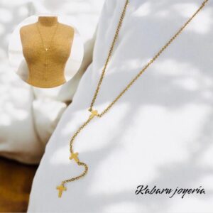 Collar dorado acero inoxidable cruz colgante