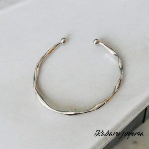 Pulsera color plata acero inoxidable de puño