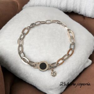 Pulsera color plara acero inoxidable numeros romanos