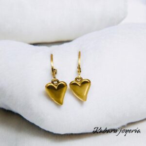 Aretes dorados acero inoxidable corazon