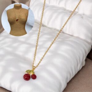 Collar dorado acero inoxidable cereza