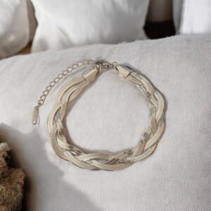 Pulsera triple color plata acero inoxidable planchada