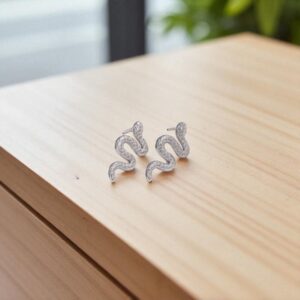 Pendientes color plata acero inoxidable serpientes