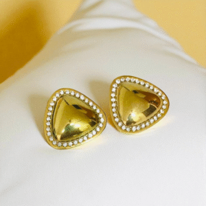 Pendientes dorados acero inoxidable triangulares