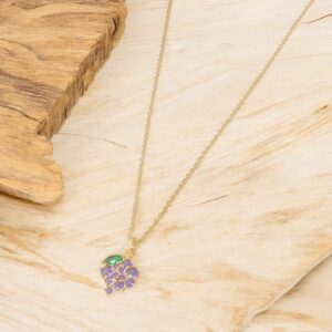 Collar dorado acero inoxidable uva