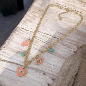 Collar dorado acero inoxidable dijes ojo turco
