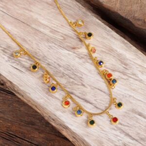 Collar dorado acero inoxidable piedras color