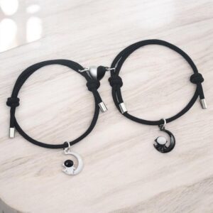 Pulsera Cordón negro parejas luna astronautas