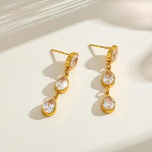 Pendientes dorados acero inoxidable colgantes