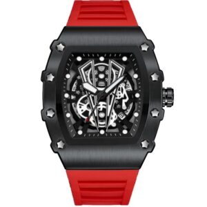 Reloj caballero correa caucho rojo  skeletor