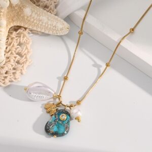 Collar dorado acero inoxidable dijes colgantes