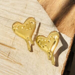 Pendientes dorados acero inoxidable corazon