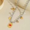 Collar color plata acero inoxidable dijes colgantes corazon