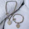 Collar y pulsera color plata acero inoxidable love forever