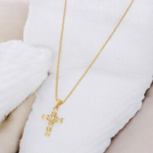 Collar dorado acero inoxidable cruz