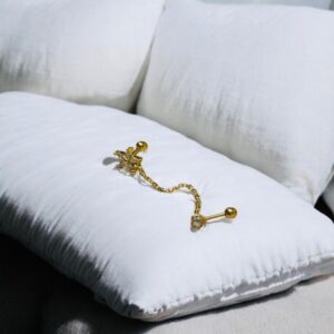 Pendiente dorados acero inoxidable gota flor