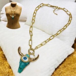 Collar dorado Chapa de oro 18K cabeza de toro