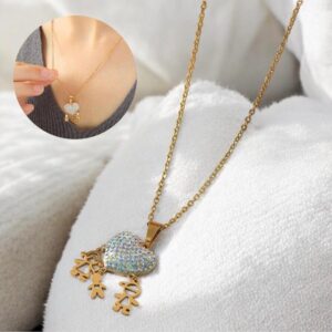 Collar dorado acero inoxidable corazon niños