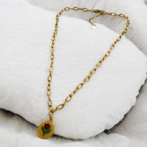 Collar dorado acero inoxidable tulipan