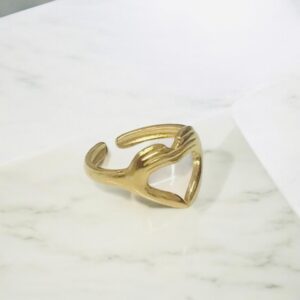 Anillo ajustable dorado acero inoxidable corazon