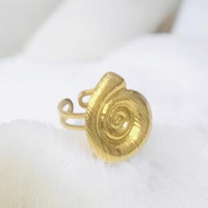 Anillo ajustable dorado acero inoxidable caracol