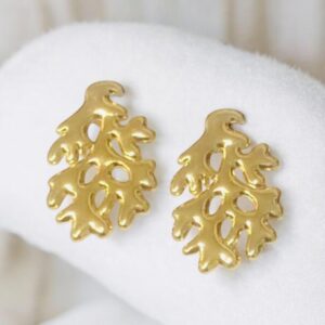 Pendientes dorados acero inoxidable coral