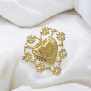 Anillo ajustable dorado acero inoxidable corazon