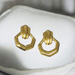 Pendientes dorados acero inoxidable rombo