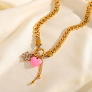 Collar dorado acero inoxidable dije corazon